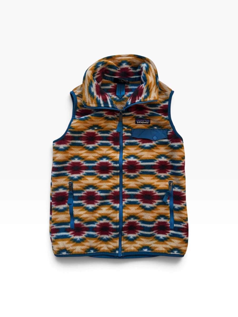 Patagonia women’s synchilla fleece vest in Aztec print